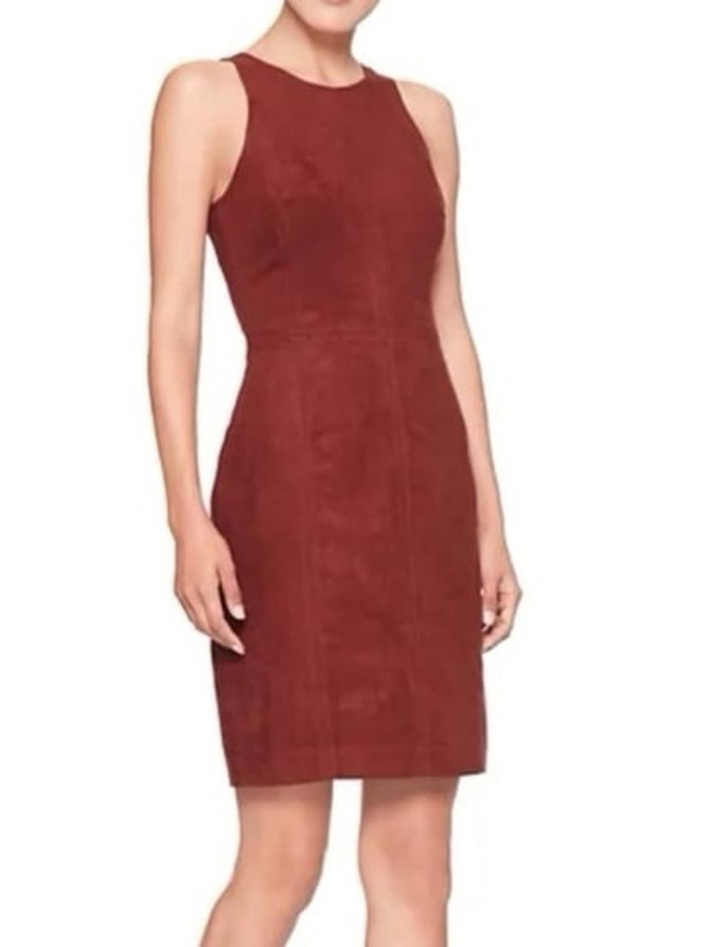 Banana Republic Rust Suede-Look Sleeveless Mini Dress